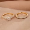 2 PEÇAS DE ANEL DOURADO DE DECORAÇÃO DE ZIRCÃO - Image 2